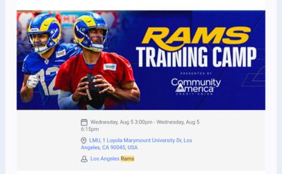 Rams training camp ticket august 5