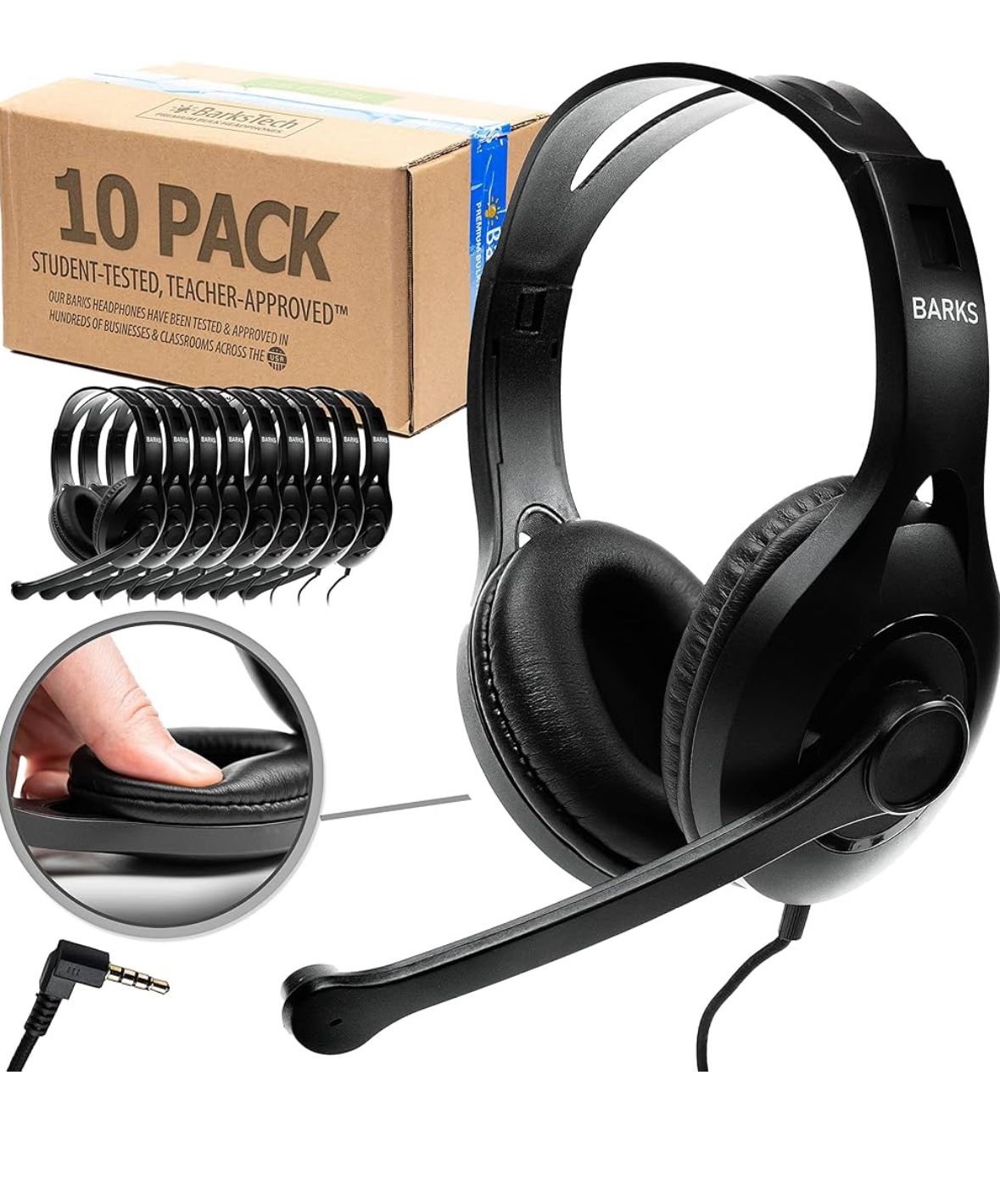 Barks Classroom Headphones With Microphone (9Pack