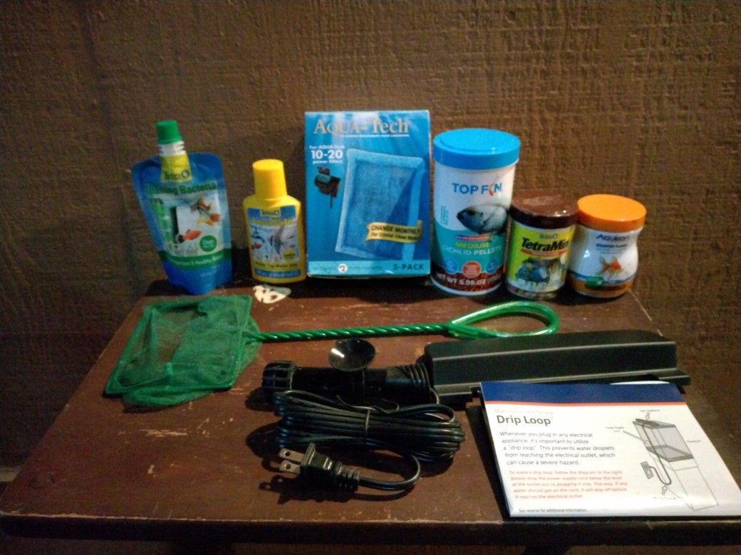 Fish Food, Aqua Filters, Aquarium Water Clarifier, Plus. Water Conditioner, Aqueon Preset Aquarium Heater Black, 100 Watts, Up To 30 Gallons.