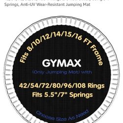 10 FT GYMAX Trampoline Mat,Trampoline Accessories Replacement Mat with 42/54/72/80/96/108 V-Rings & 8 Row Stitch, Using 5-7” Springs, Anti-UV Wear-Res