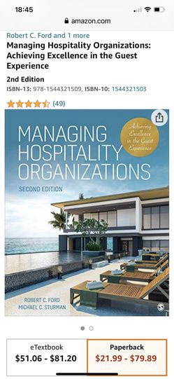 Fprd & Sturman (2020). Managing Hospitality Organizations: Achieving Excellence in the Guest Experience 2nd Edition
