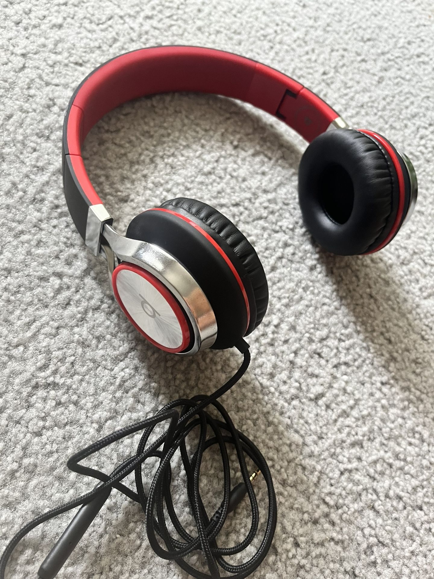 Red Wired Headphones 