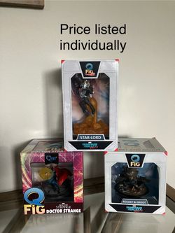 Q Fig Dr Strange, Starlord, Rocket Figures
