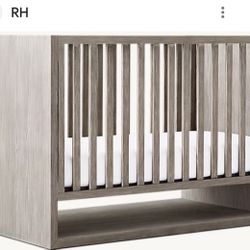 Restoration Hardware RH LANDRY PANEL CRIB W CONVERSION KIT Ash Gray