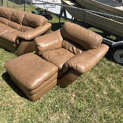 Couch, chair and an ottoman
