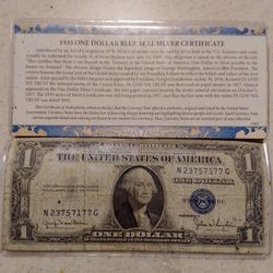 America's Obsolete Currency Collection One Dollar Blue Seal Silver Certificate No Motto 2