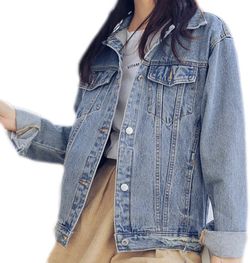 L Oversized Denim Jacket Distressed