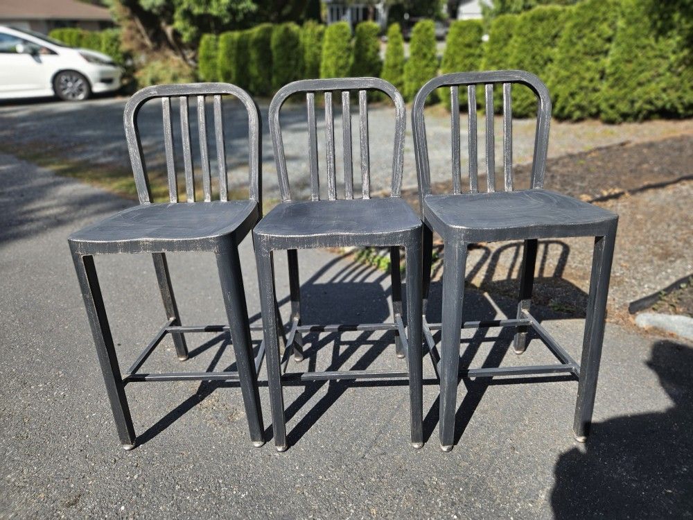 3 Metal Bar Height Chairs