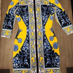 Cache Dress, Vintage, Multi Color(yellow,blue,dark Navy Blue, White), Preowned, Very Good Condition. Size 4