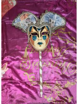 Vintage Venetian Masquerade Jester Mask Original Hand Painted creation adam art