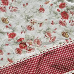 $35.00 - (2) Vtg WAVERLY Garden Room Small Window Curtain Panels Or Side Valances!  Tier Red Gingham Fabric/2-Pockets/Great Condition!