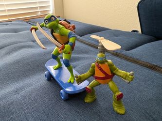 Two ninja turtle action figures