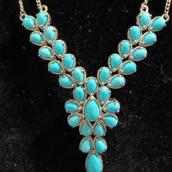 Natural Sleeping Beauty Turquoise Necklace In Sterling Silver 
