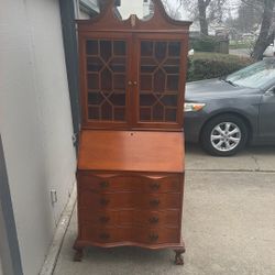 1910s Antique Maddox Governor Winthrop Mahogany Secretary Desk With Ball and Claw Feet