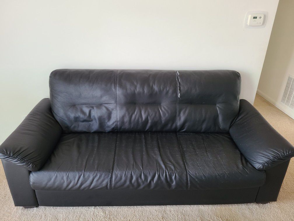 Knislinge 3 Seater Black Sofa Faux