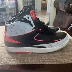 NIKE AIR JORDAN 2 RETRO BG BLACK-INFRARED-WHITE SZ 15