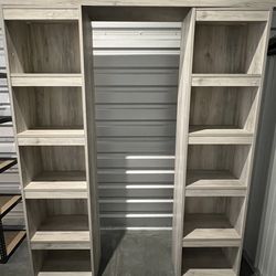 2 Tall Whitewash Engineered Wood 4-Shelf Pier Standard Bookcase