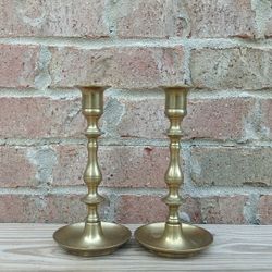 Vintage Brass Saucer Candlestick Holders 