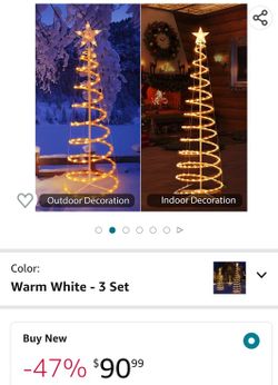 Set of 3 Spiral Outdoor Lighted Christmas Tree.
