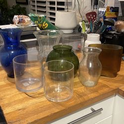 Assorted glass vases