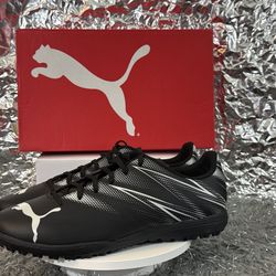New PUMA Attacanto TT Turf Soccer Shoes Cleats Mens Size 12 Black Silver Mist