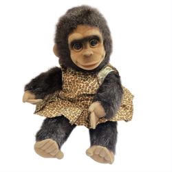 VTG Hosung Rainforest Cafe Monkey Puppet 15" Plush Stuffed Animal Leopard Print