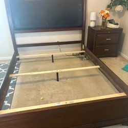 Queen Bed frame And Nightstand 