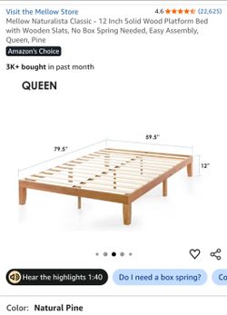 12" Solid Wood Bed Frame