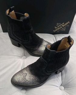 The Office Of Angela Scott Mr Smith Metallic Cap Toe Chelsea Boot Womens Shoe 36