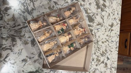 Vintage Boxed Set of 12 Handmade Corn Husk Christmas Ornaments - Folk Art Angels