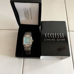 Vintage ECCLISSI Turquoise Face Ladies 925 Sterling Silver Watch