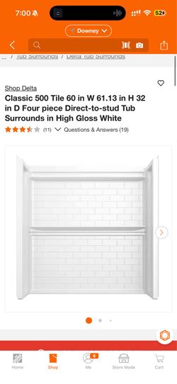 Delta Classic 500 Tile 60 in W 61.13 in H 32 in D Four piece Direct-to-stud Tub Surrounds in High Gloss White