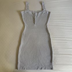 Grey blue pearl knitted sleeveless mini dress