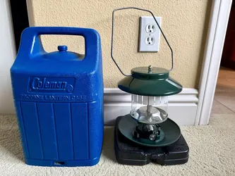 Coleman Propane Lantern 5114 Dual Mantle + Blue Hard Plastic Carry Case