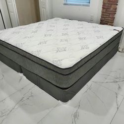NEW KING PLUSH PILLOW TOP MATTRESS. Bed frame is not available. Take it home same day 👍