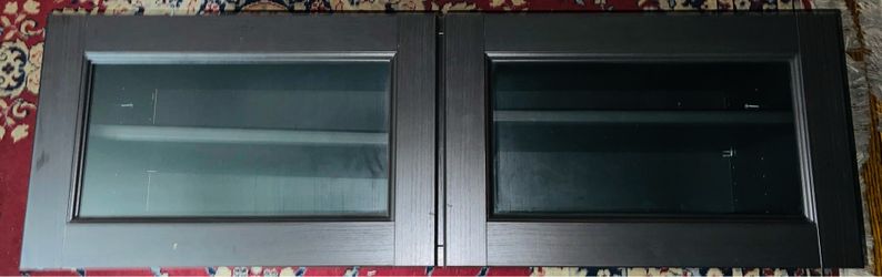 IKEA BESTA Wall-mounted cabinet combination, black-brown/Sindvik, 47 1/4x16