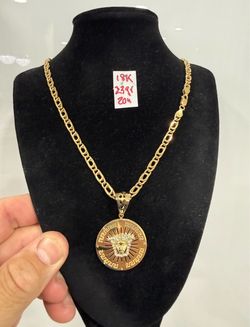 18K Solid Gold 🇮🇹 Chain And Pendant For Wedding 23Gr 20 Inches Long