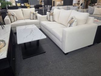 BRAND NEW LIGHT BIEGE (ALMOST WHITE) CUSTOM ORDER SOFA + LOVESEAT 2PCS SET