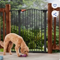 8870: New Frisco Outdoor Steel Arch Extra Tall Auto-Close Dog Gate, Black, 41-in
