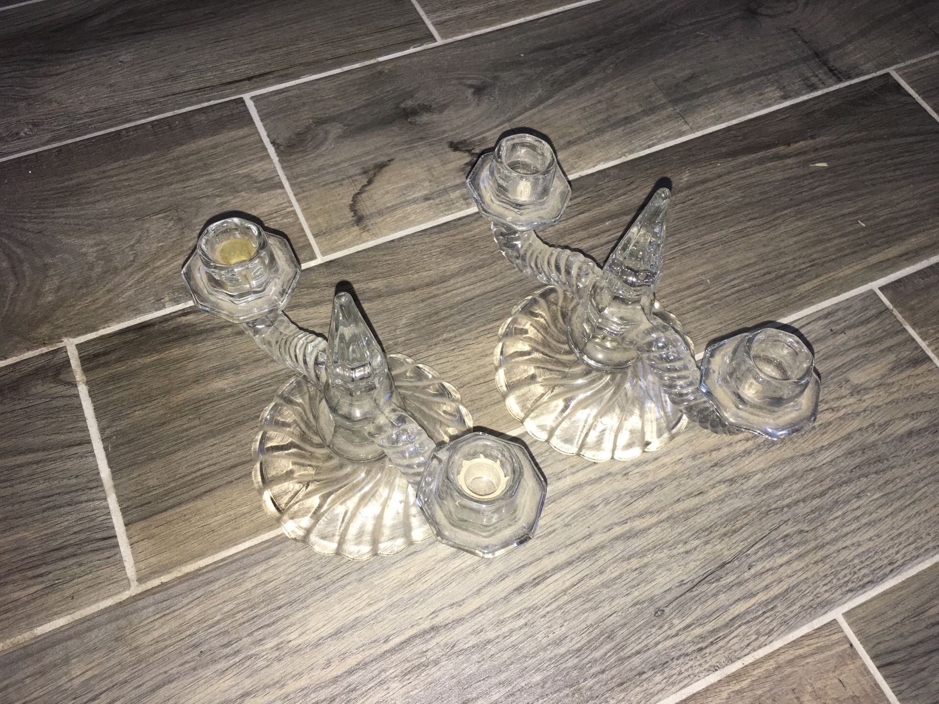 Glass candle stick holders