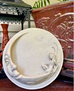 Vintage, 1990’s Goose Creek, Resin 3D Moon and Fairy Wall Plaque with Planter Pocket