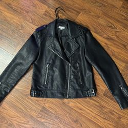 Topshop Woman’s Sz 8 Black Leather Leather Moto Jacket *NWOT*