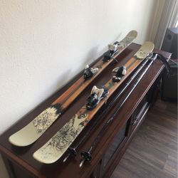 K2 Skis 159cm + Salomon Bindings + Poles