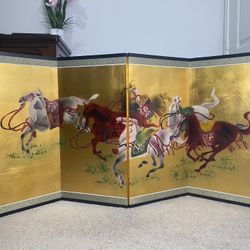 Riders In The Storm On Gold Leaf Oriental Artwork