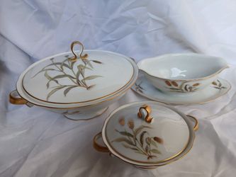 Vintage Bell Aire “Golden Wheat” Japan China – Complete Service for 10 + Serving Pieces (82 pcs) – 24k Gold Trim