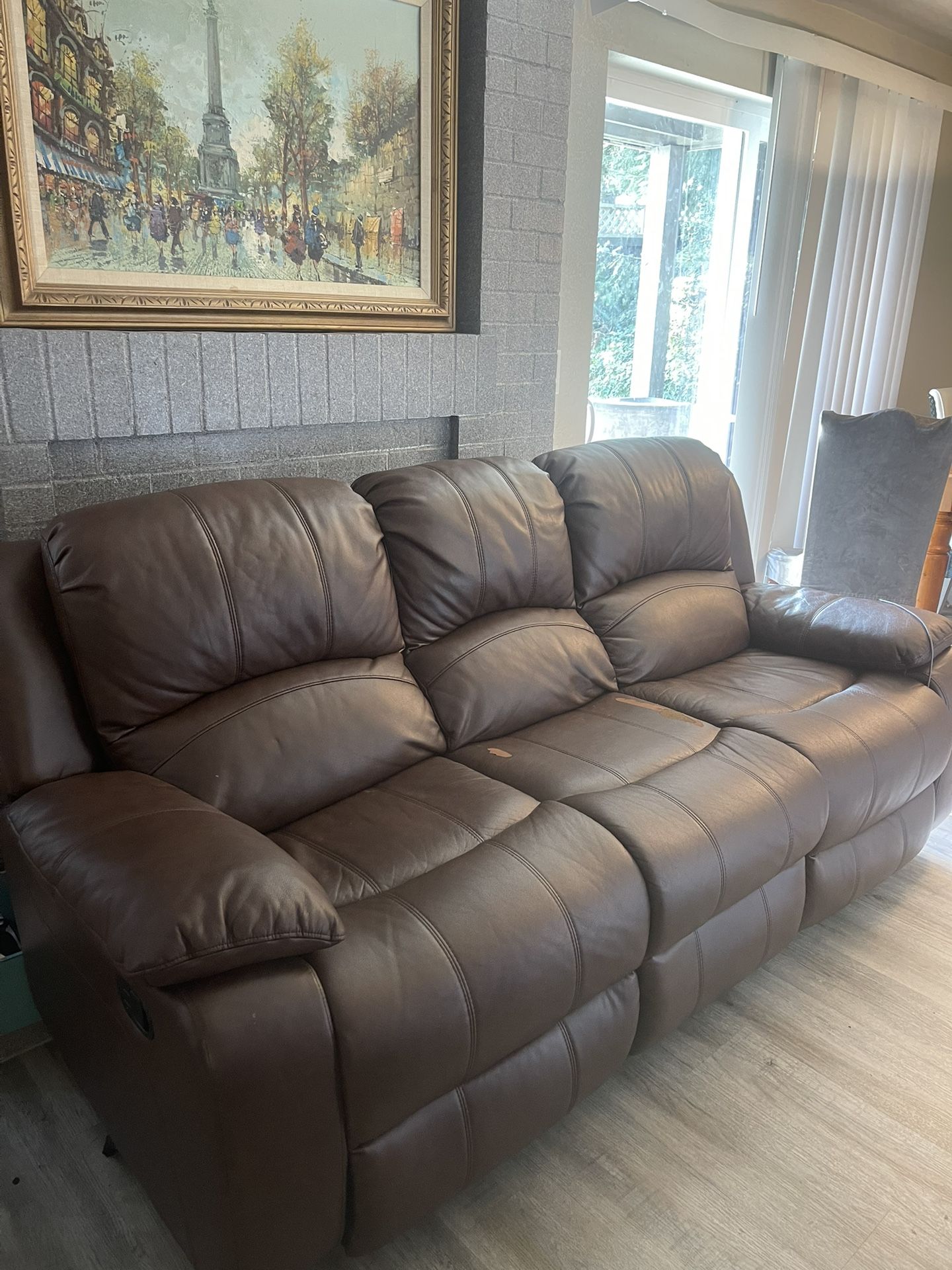 Brown Leather Reclining Couch