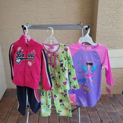 NEW with TAG...GIRLS SIZE 4T...TWO-PIECE, HOODED SWEATSUIT,  PAJAMAS  & NIGHTGOWN 