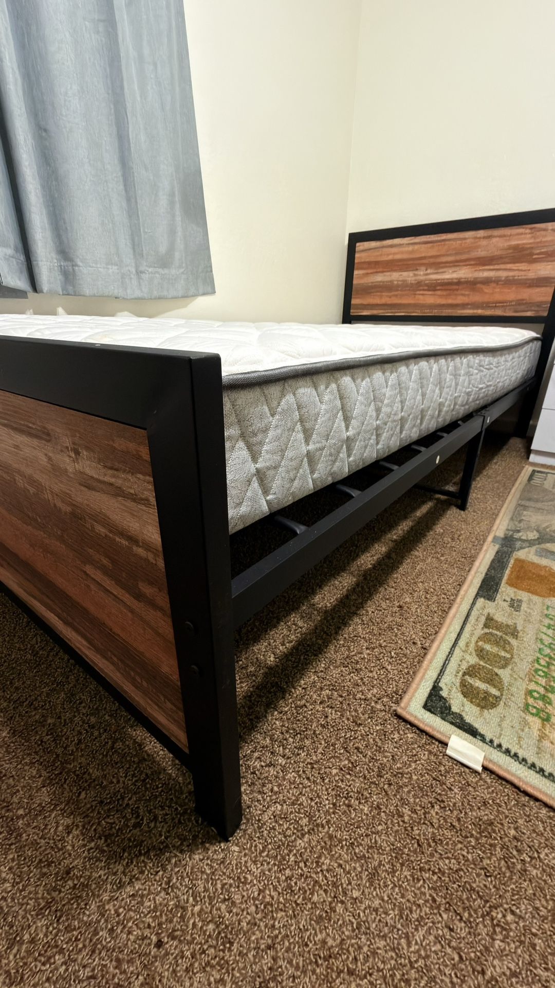 Twin XL Metal Bed Frame + Firm Sealy Mattress