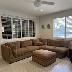 Rene Cazares American Made Goose down Couch With Ottoman On Wheels