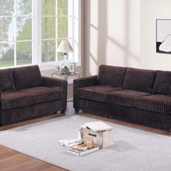 Brand New Brown Corduroy Sofa & Loveseat 